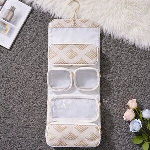 Pink Gold White Travel Cosmetic Makeup Toiletries Hanging Accessory Bag